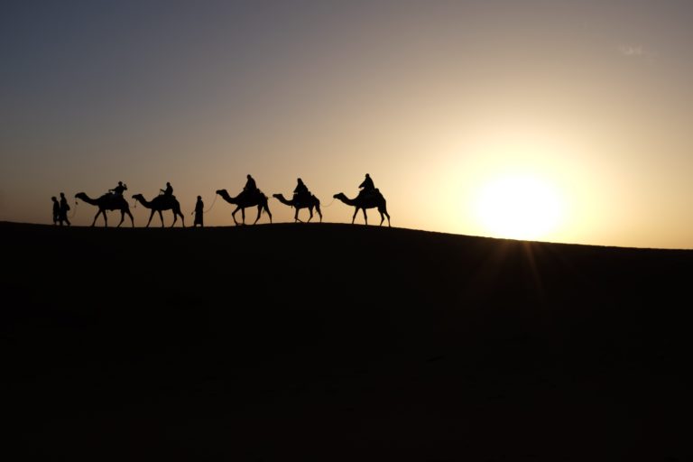 men riding camels